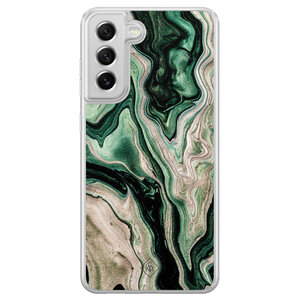 Casimoda Samsung Galaxy S21 FE hybride hoesje - Green waves