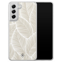 Casimoda Samsung Galaxy S21 FE hybride hoesje - Palmy leaves beige