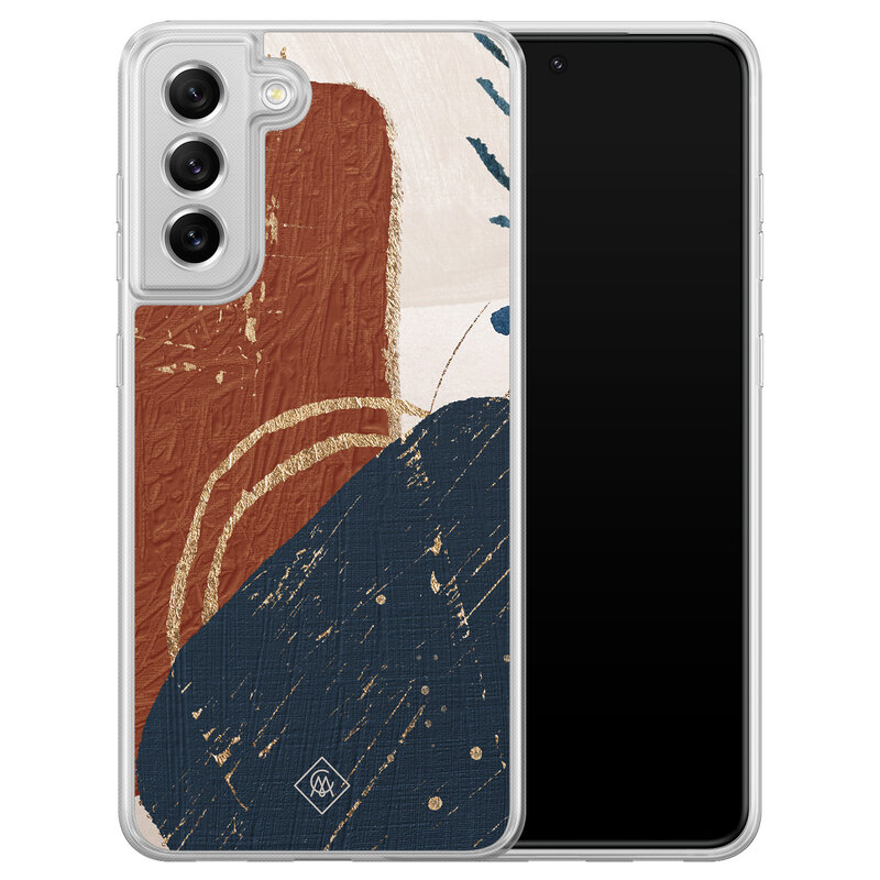 Casimoda Samsung Galaxy S21 FE hybride hoesje - Abstract terracotta