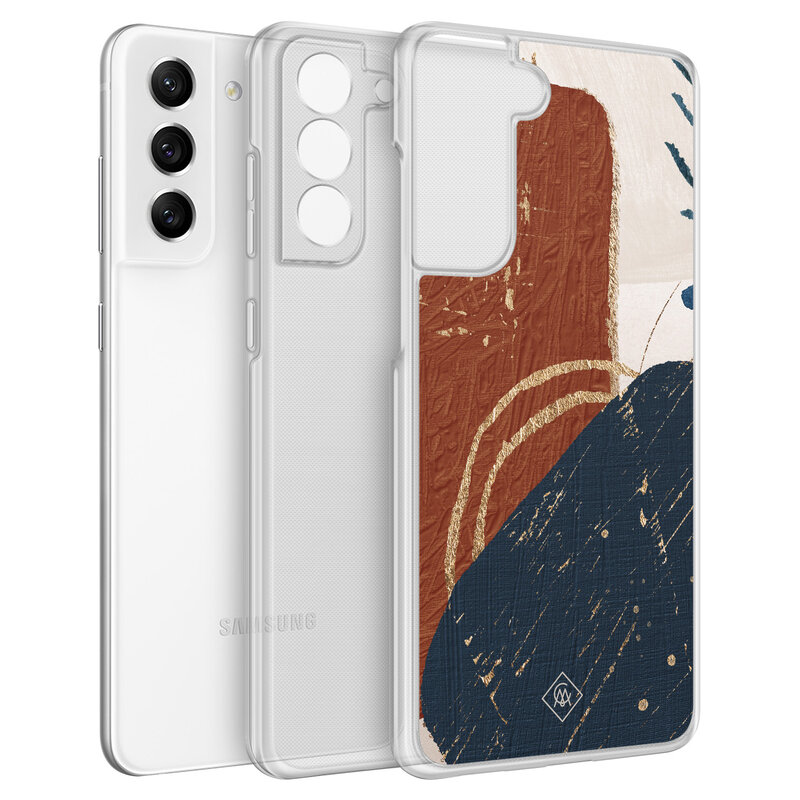 Casimoda Samsung Galaxy S21 FE hybride hoesje - Abstract terracotta