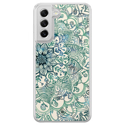 Casimoda Samsung Galaxy S21 FE hybride hoesje - Mandala blauw