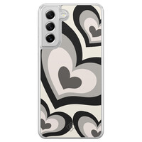 Casimoda Samsung Galaxy S21 FE hybride hoesje - Hart swirl zwart