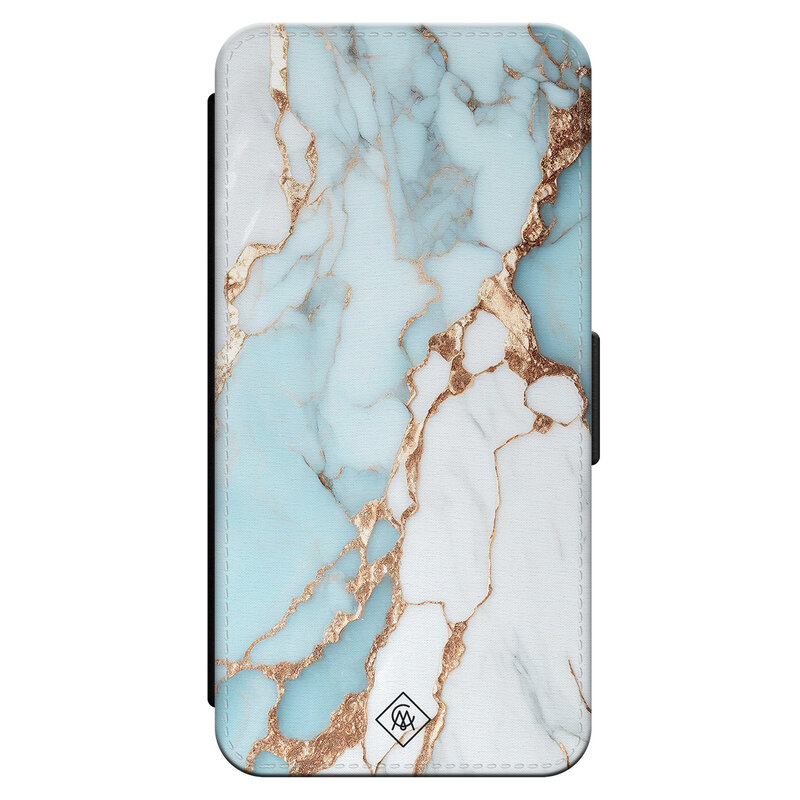 Casimoda iPhone 15 Pro flipcase - Marmer lichtblauw