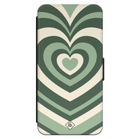 Casimoda iPhone 15 Pro flipcase - Hart swirl groen