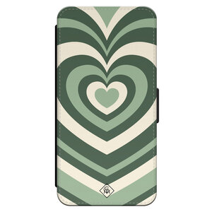 Casimoda iPhone 15 Pro flipcase - Hart swirl groen