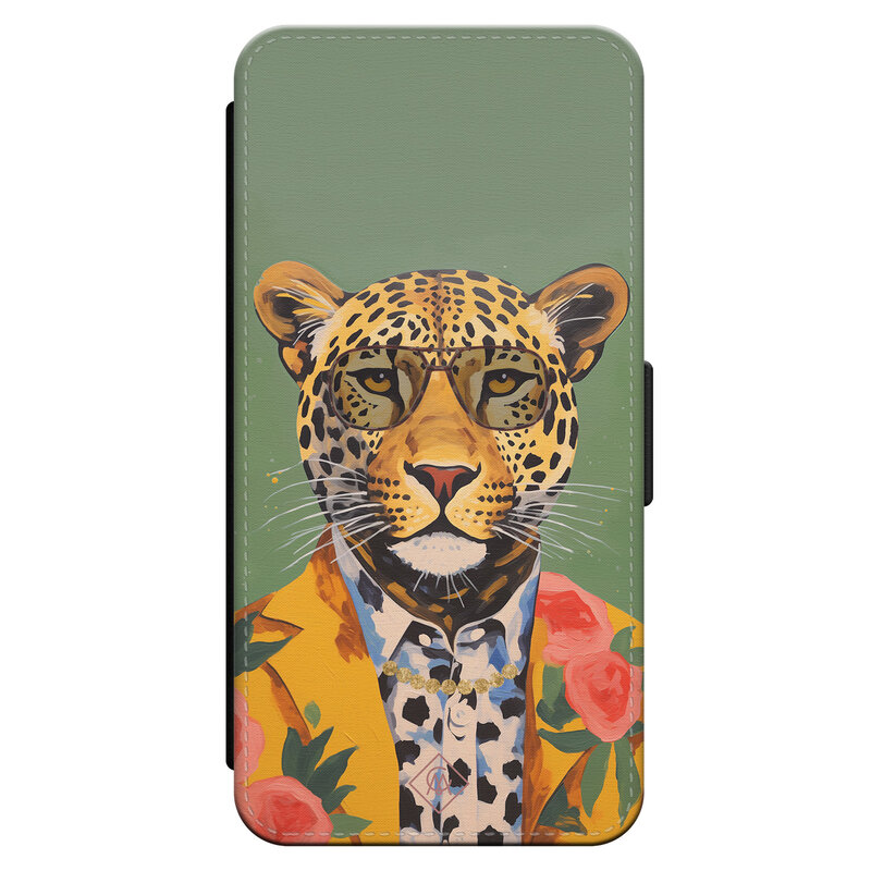 Casimoda iPhone 15 Pro flipcase - Luipaard hipster