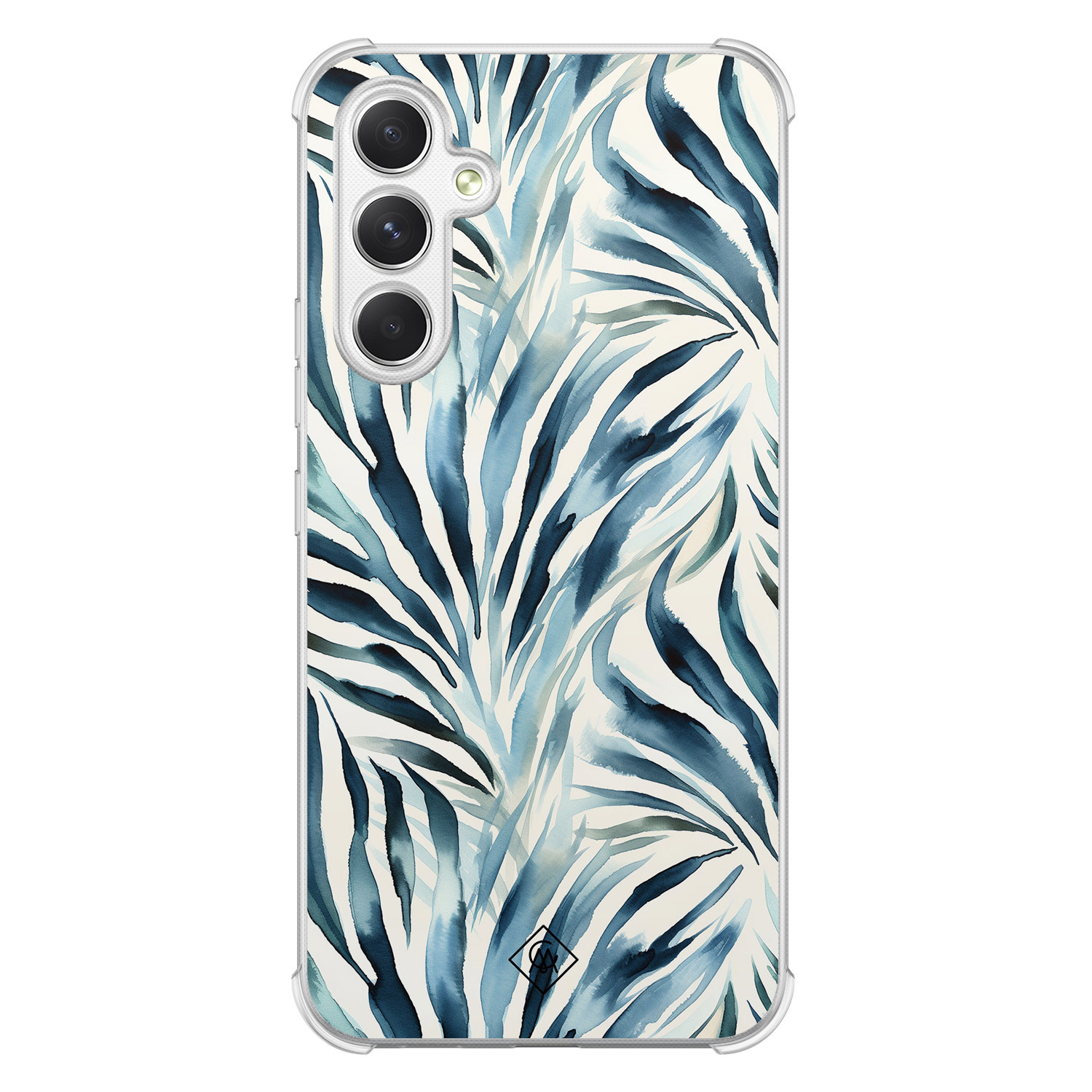 Casimoda® hoesje - Geschikt voor Samsung Galaxy A15 - Japandi Waves - Shockproof case - Extra sterk - TPU/polycarbonaat - Blauw, Transparant