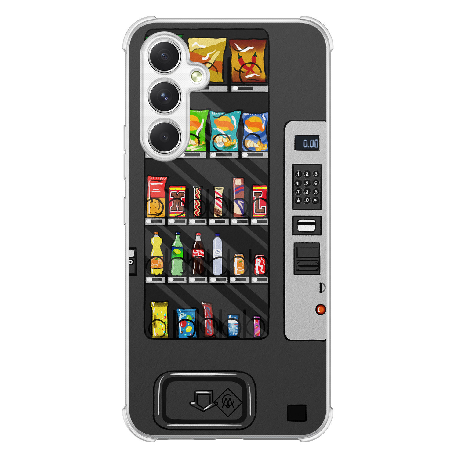 Casimoda® hoesje - Geschikt voor Samsung Galaxy A15 - Snoepautomaat - Shockproof case - Extra sterk - TPU/polycarbonaat - Zwart, Transparant