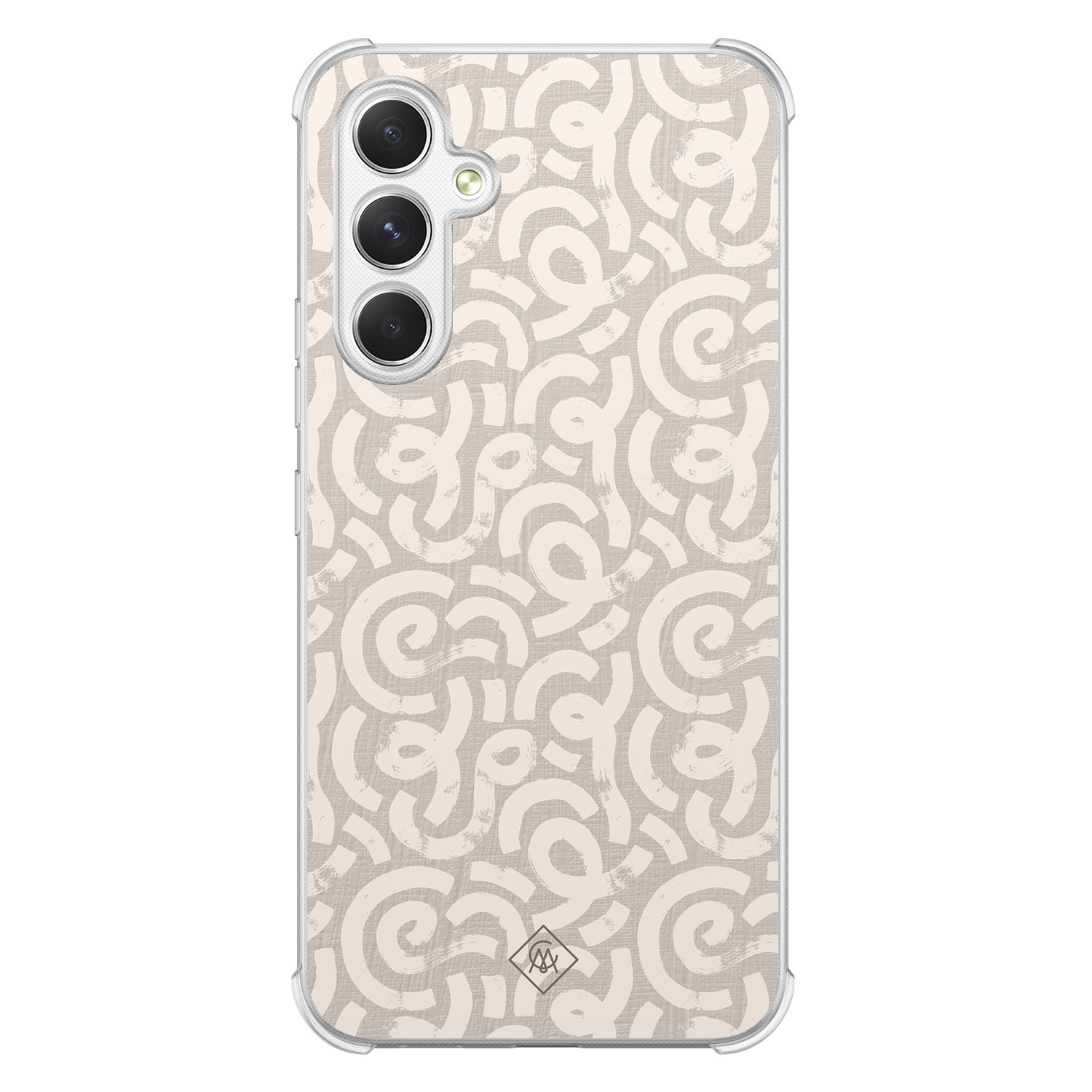 Casimoda® hoesje - Geschikt voor Samsung Galaxy A15 - Ivory Abstraction - Shockproof case - Extra sterk - TPU/polycarbonaat - Bruin/beige, Transparant