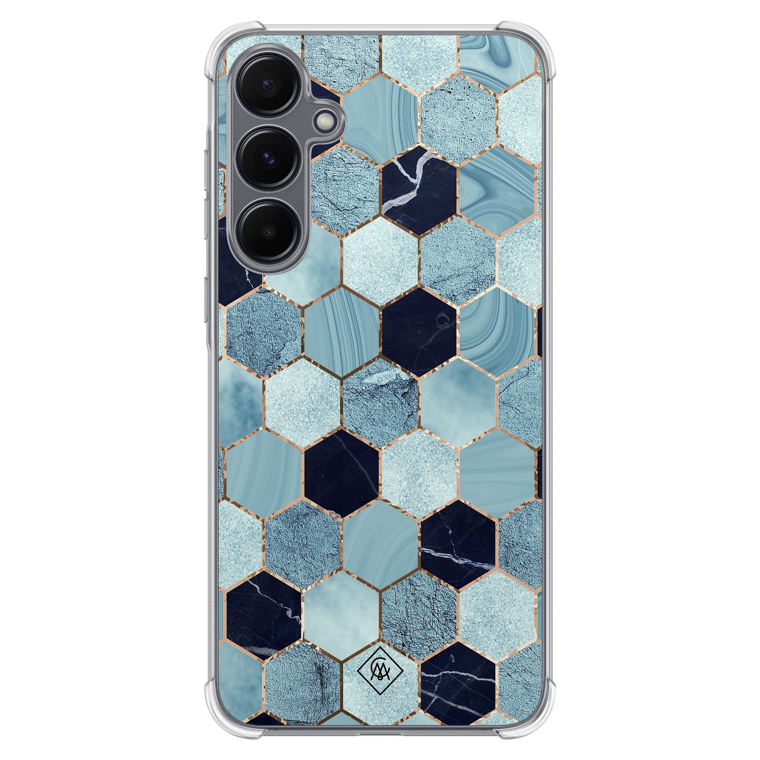 Samsung Galaxy A35 shockproof hoesje - Blue cubes