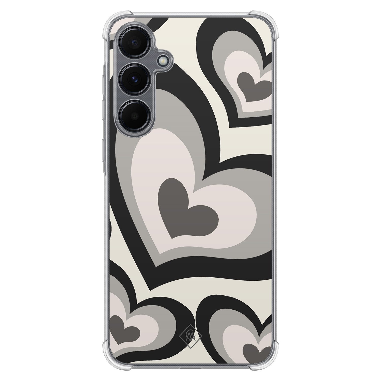 Casimoda® hoesje - Geschikt voor Samsung Galaxy A35 5G - Hart Swirl Zwart - Shockproof case - Extra sterk - TPU/polycarbonaat - Zwart, Transparant