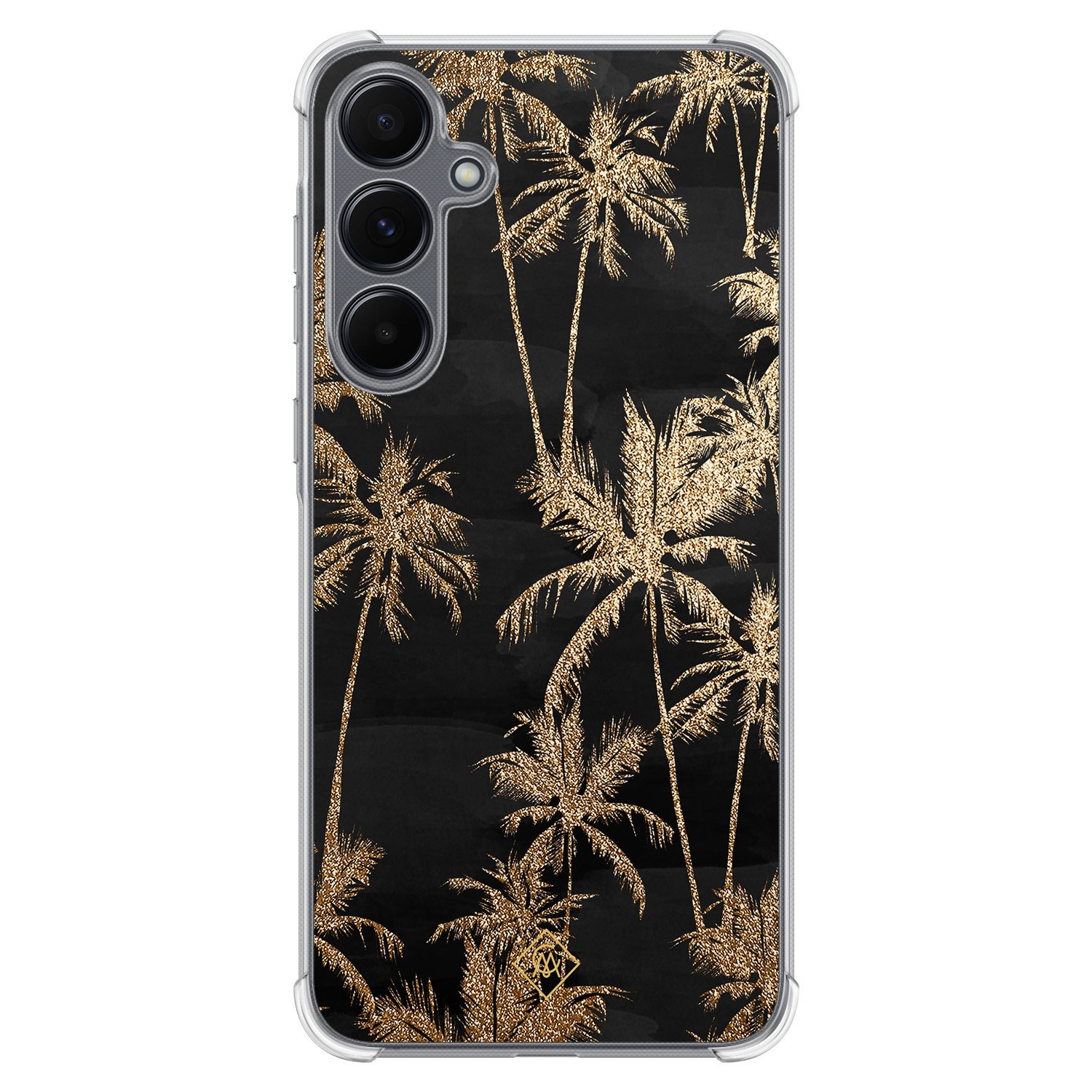 Casimoda® hoesje - Geschikt voor Samsung Galaxy A35 5G - Palmbomen - Shockproof case - Extra sterk - TPU/polycarbonaat - Zwart, Transparant