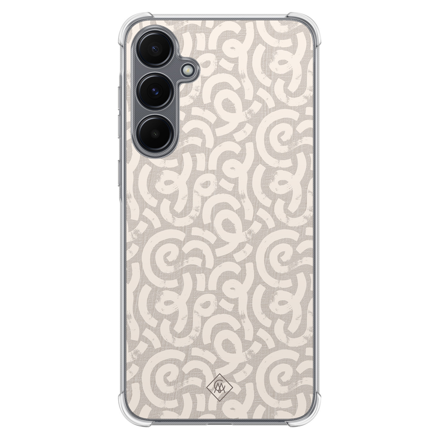 Casimoda® hoesje - Geschikt voor Samsung Galaxy A35 5G - Ivory Abstraction - Shockproof case - Extra sterk - TPU/polycarbonaat - Bruin/beige, Transparant
