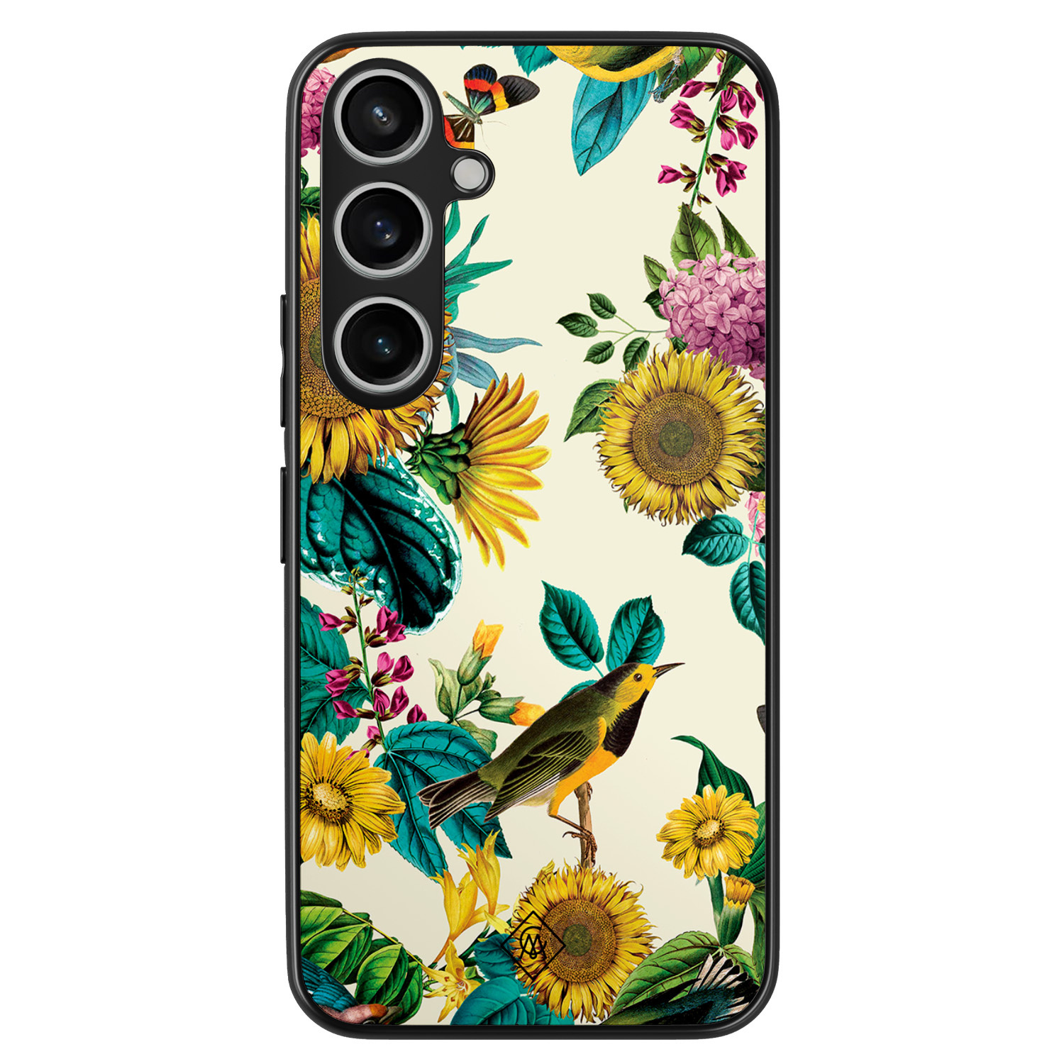 Casimoda® hoesje - Geschikt voor Samsung Galaxy A35 5G - Zonnebloemen / Bloemen - Zwart TPU Backcover - Bloemen - Geel