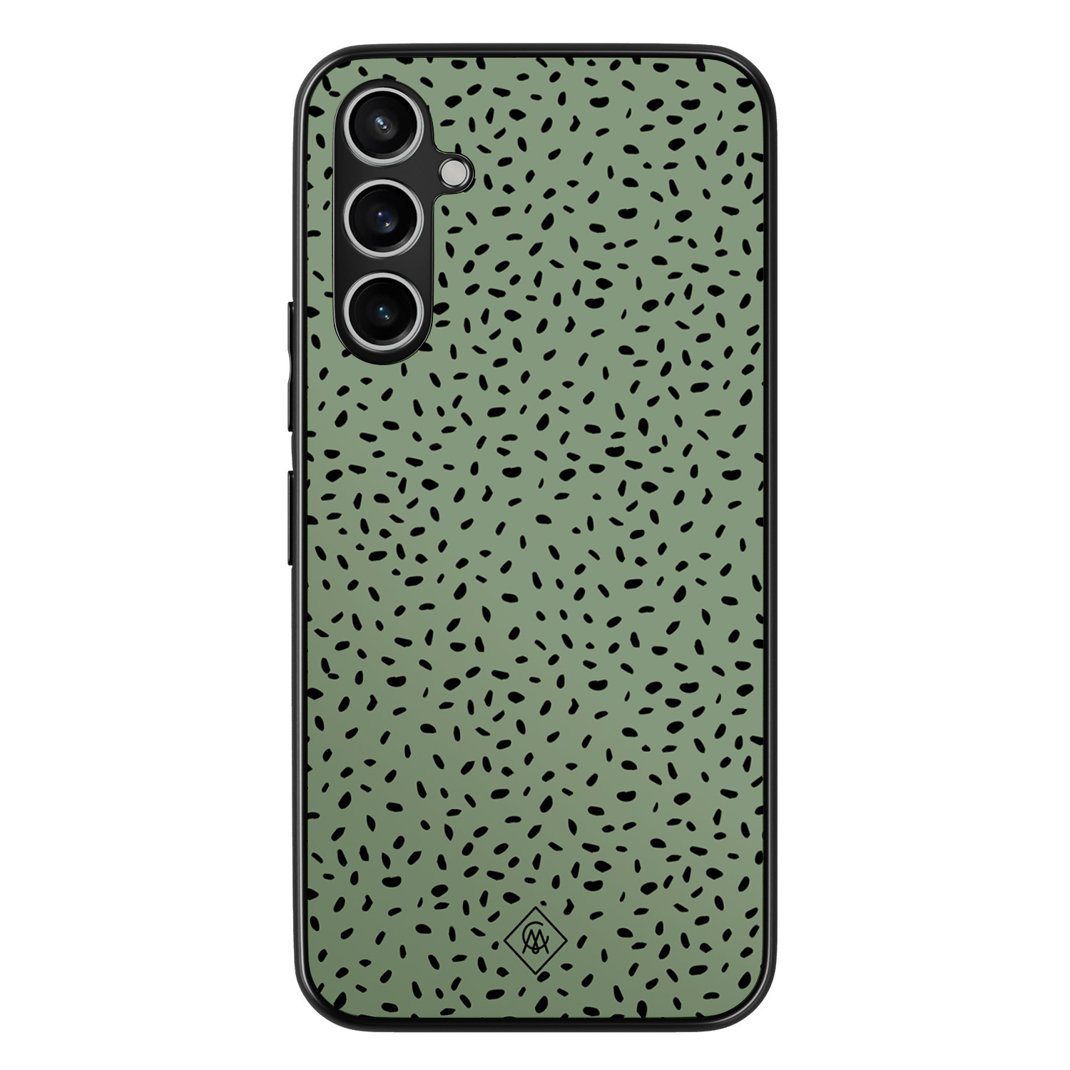Casimoda® hoesje - Geschikt voor Samsung Galaxy A15 - Green Confetti - Zwart TPU Backcover - Geruit/gestreept/gestipt - Groen