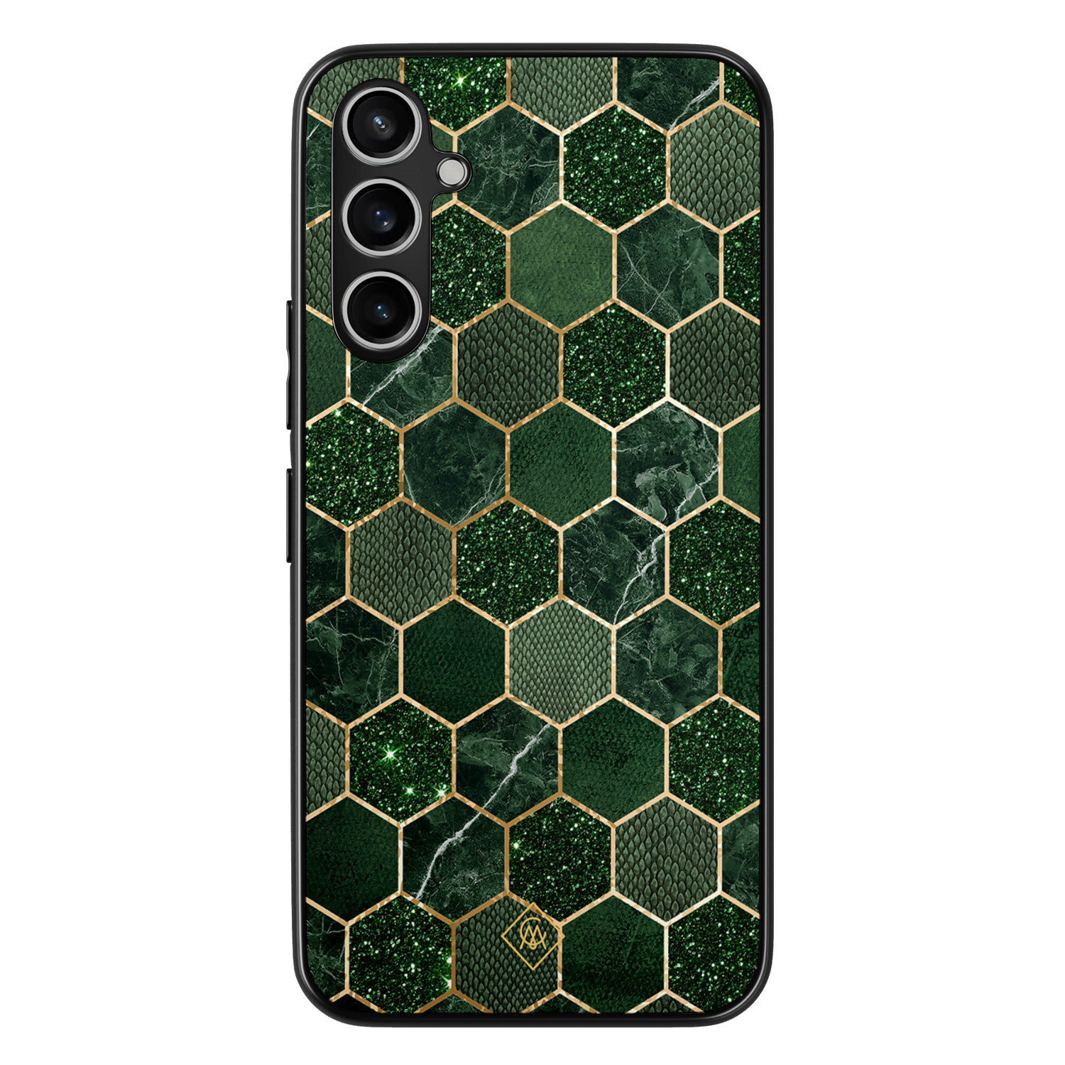 Casimoda® hoesje - Geschikt voor Samsung Galaxy A15 - Kubus Groen - Zwart TPU Backcover - Geometrisch patroon - Groen