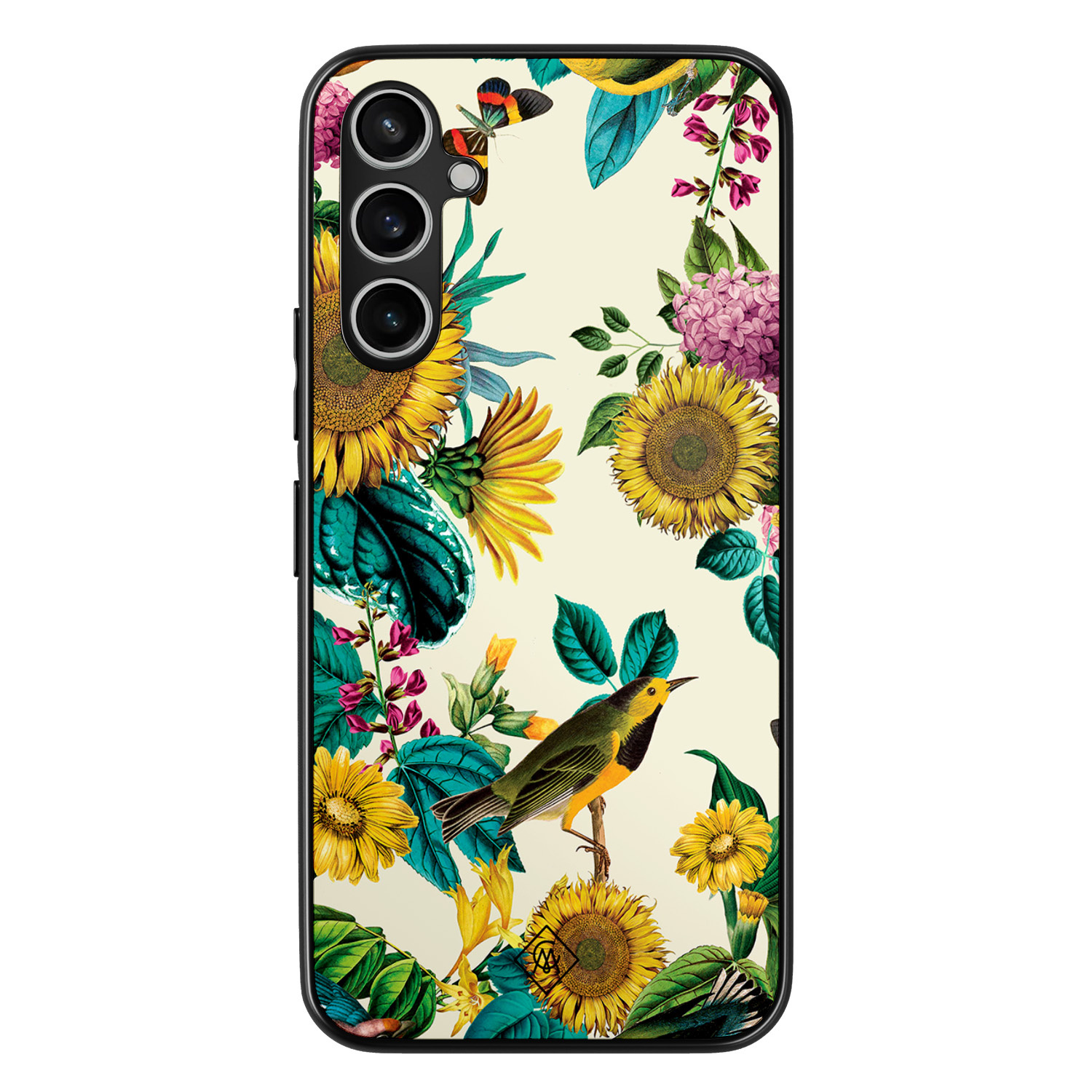 Casimoda® hoesje - Geschikt voor Samsung Galaxy A15 - Zonnebloemen / Bloemen - Zwart TPU Backcover - Bloemen - Geel