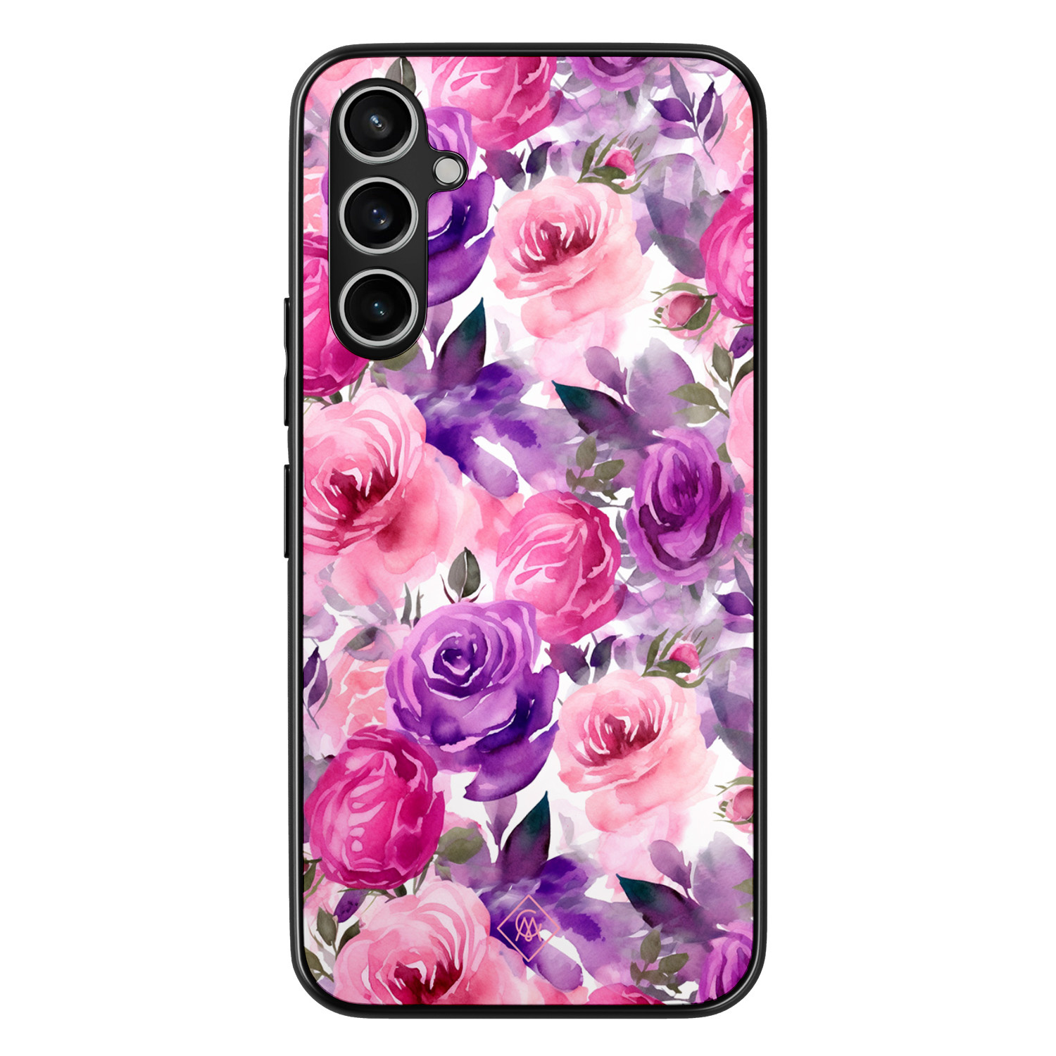 Casimoda® hoesje - Geschikt voor Samsung Galaxy A15 - Rosy Blooms - Zwart TPU Backcover - Planten - Roze