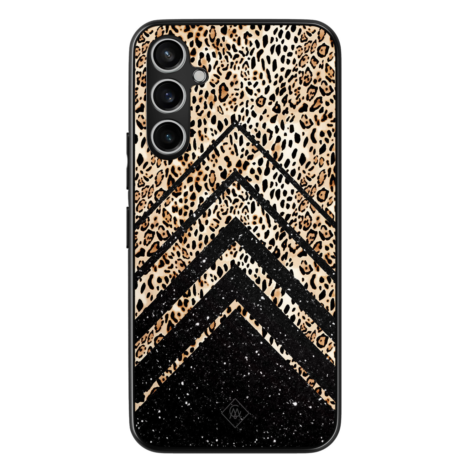 Casimoda® hoesje - Geschikt voor Samsung Galaxy A15 - Chevron Luipaard - Zwart TPU Backcover - Luipaardprint - Zwart