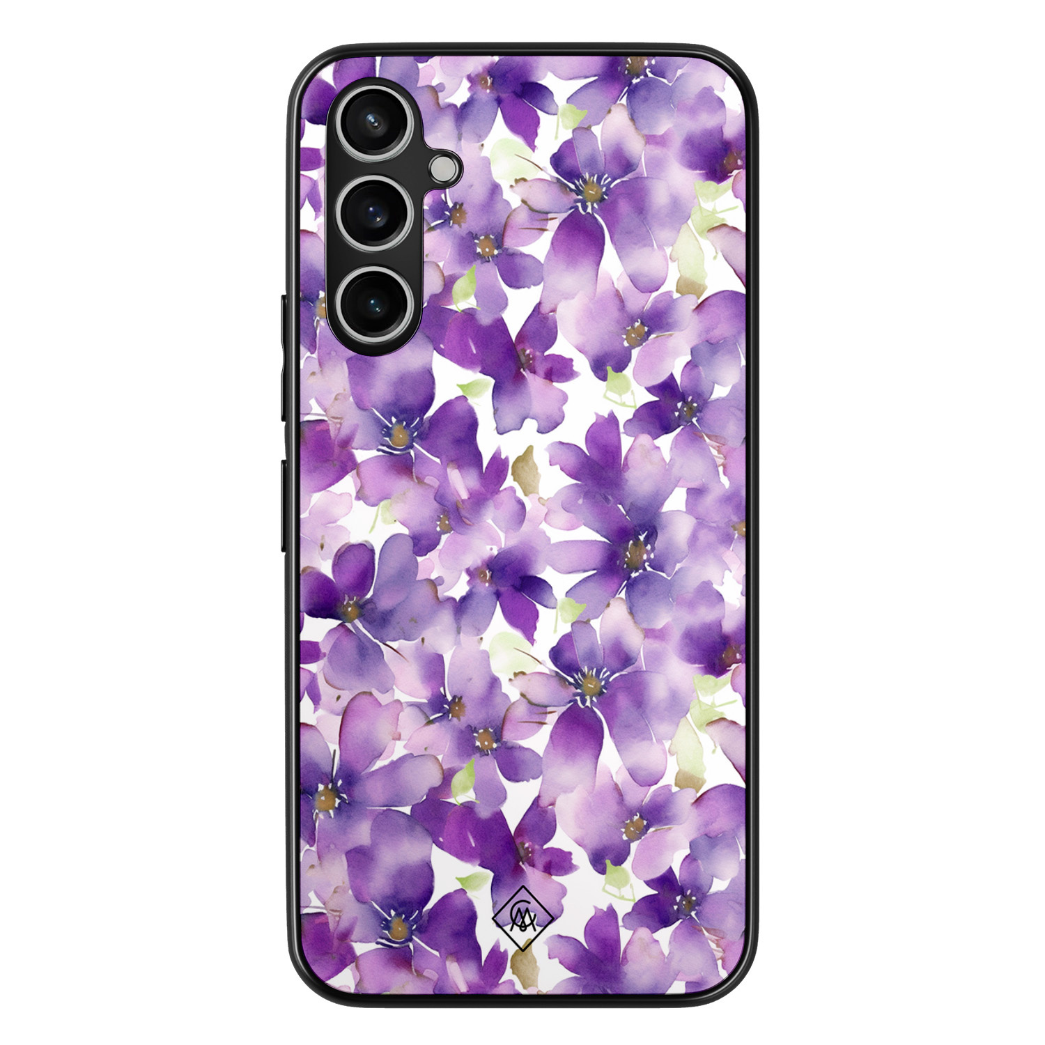 Casimoda® hoesje - Geschikt voor Samsung Galaxy A15 - Floral Violet - Zwart TPU Backcover - Bloemen - Paars