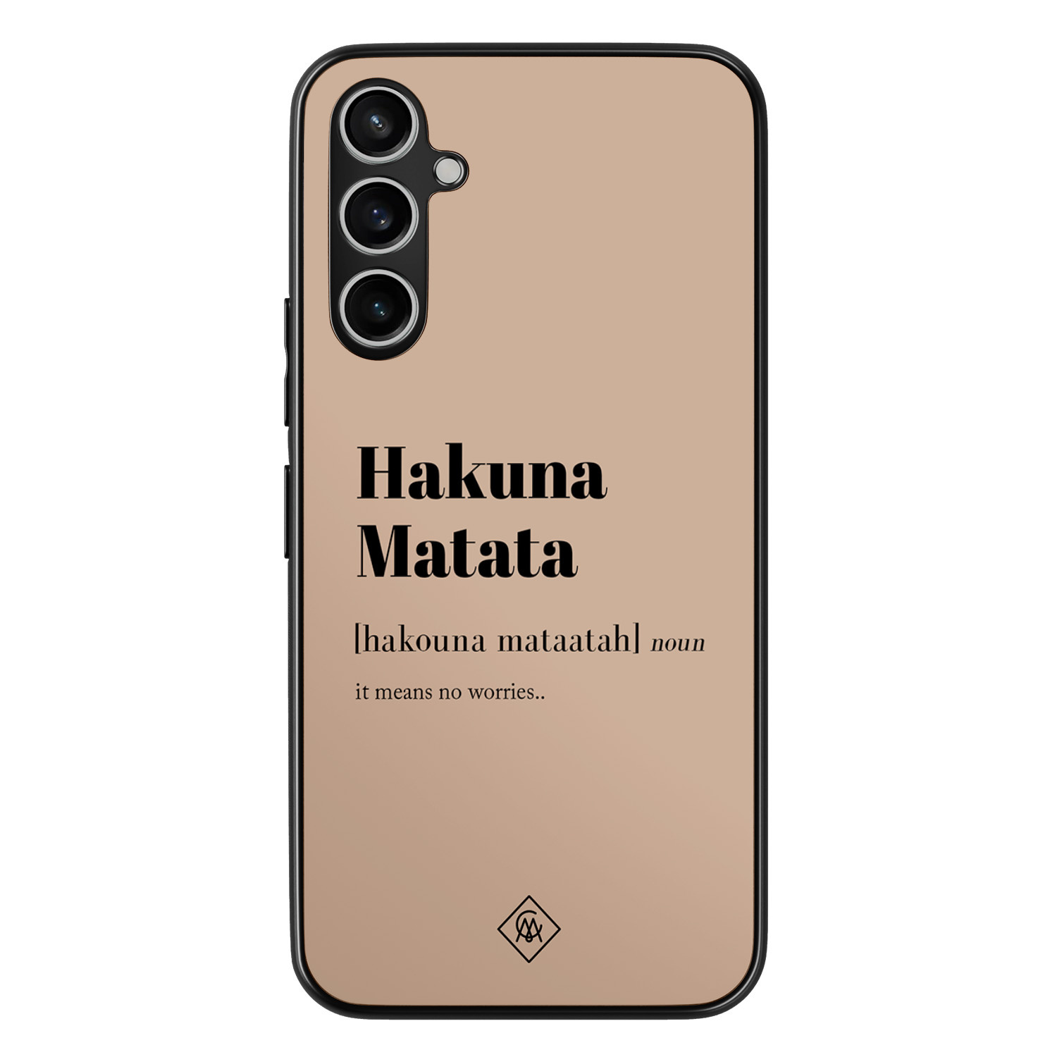 Casimoda® hoesje - Geschikt voor Samsung Galaxy A15 - Hakuna Matata - Zwart TPU Backcover - Tekst - Bruin/beige