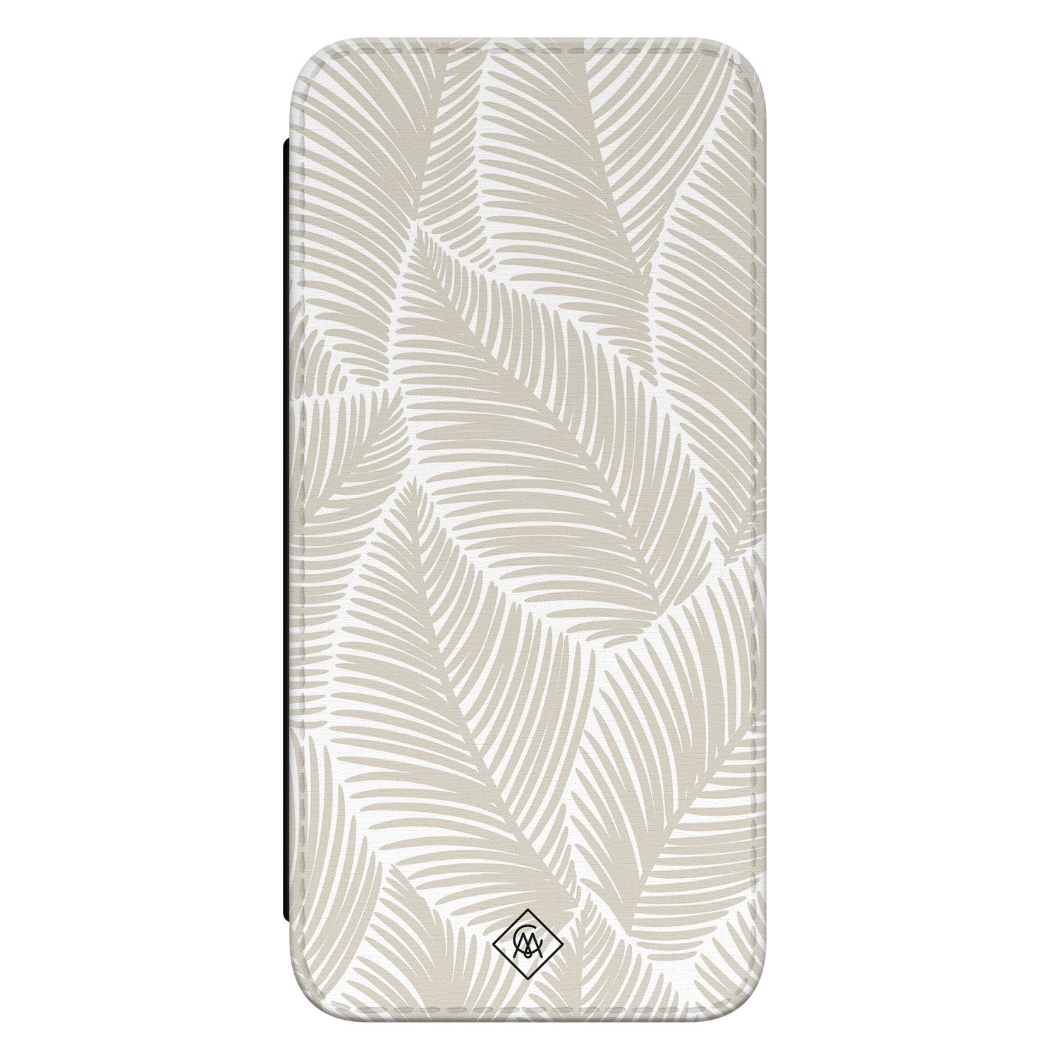 Casimoda® bookcase - Geschikt voor Samsung Galaxy A55 - Hoesje met pasjeshouder - Palm Leaves Beige - Bruin/beige - Kunstleer