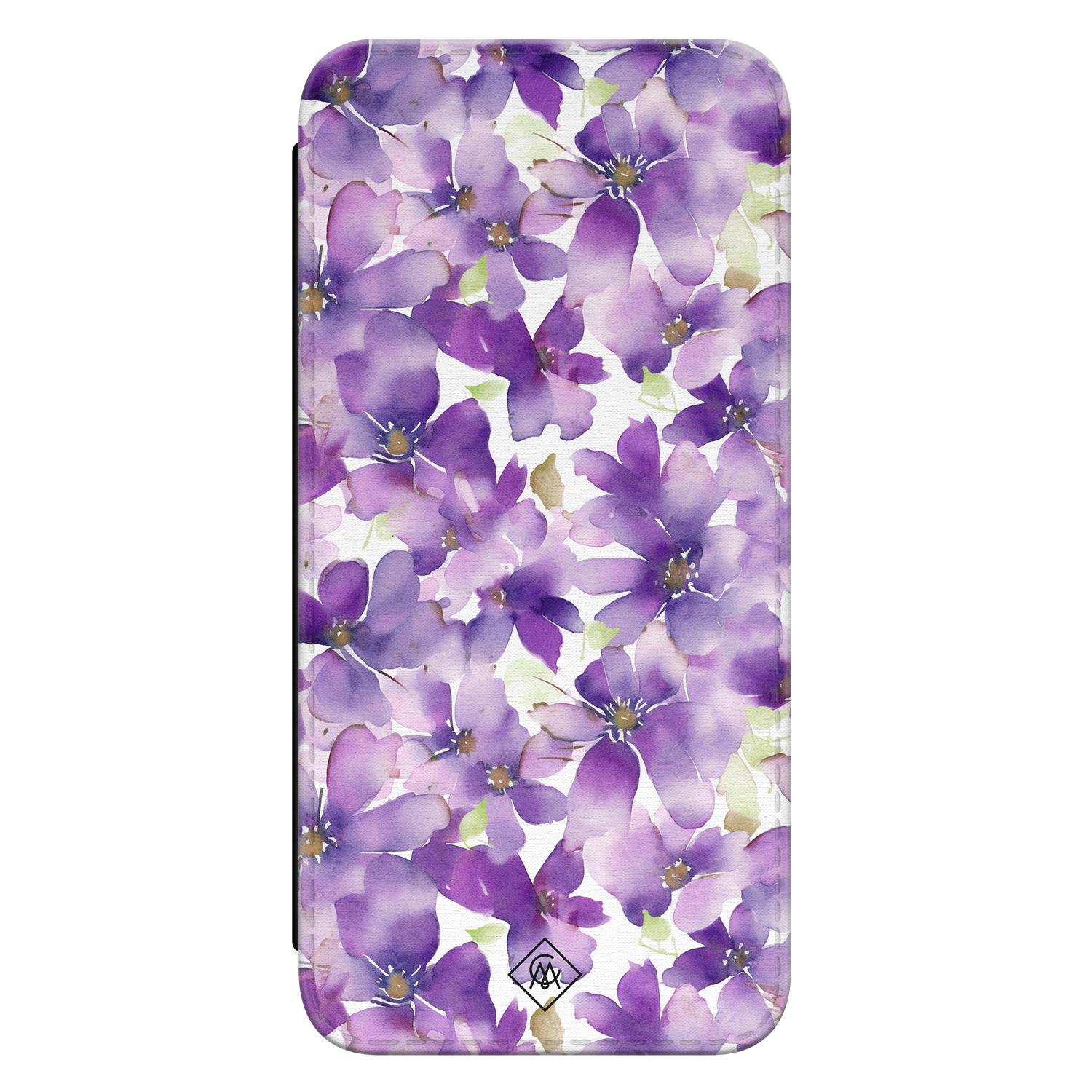 Casimoda® bookcase - Geschikt voor Samsung Galaxy A55 - Hoesje met pasjeshouder - Floral Violet - Paars - Kunstleer
