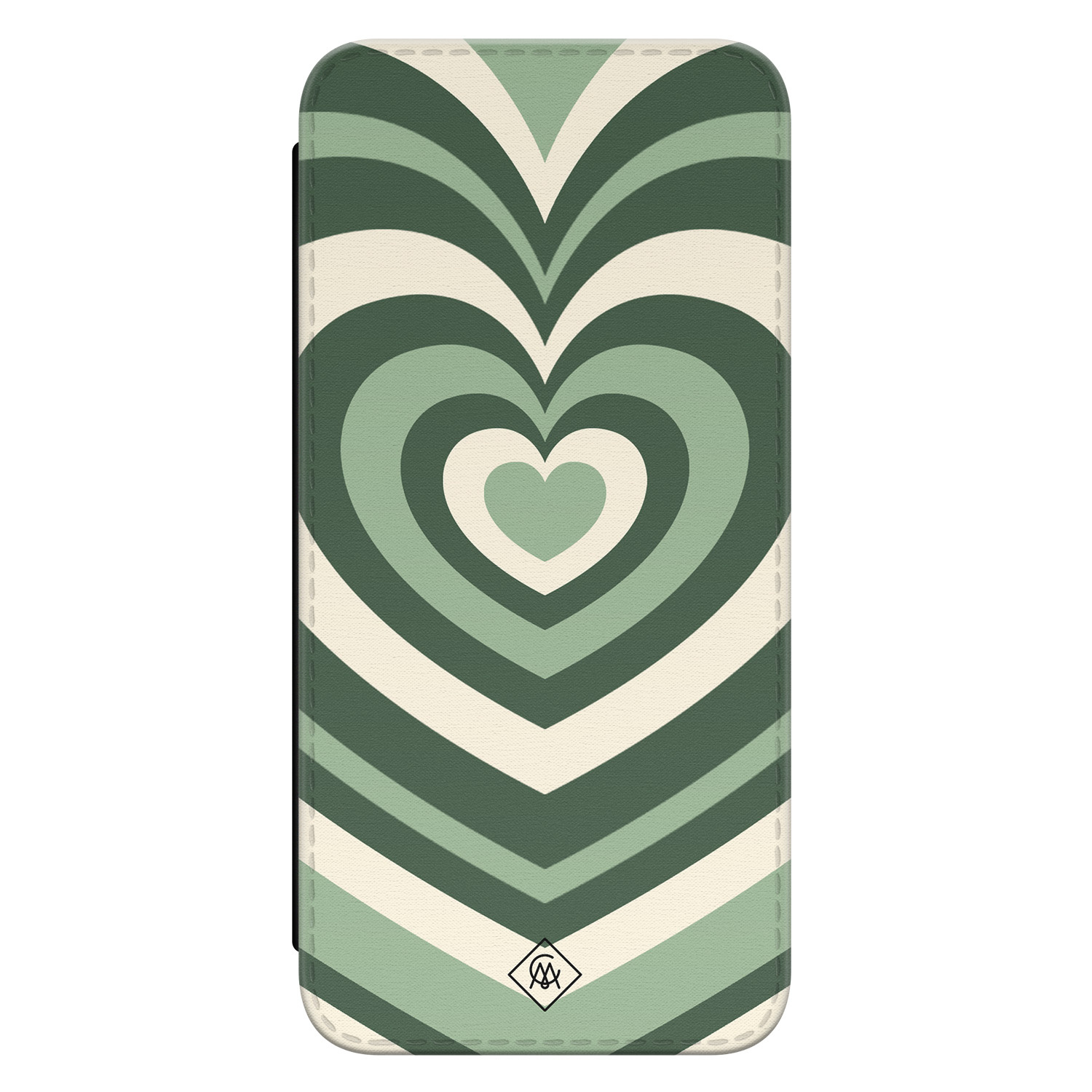 Casimoda® bookcase - Geschikt voor Samsung Galaxy S23 FE - Hoesje met pasjeshouder - Hart Swirl Groen - Groen - Kunstleer