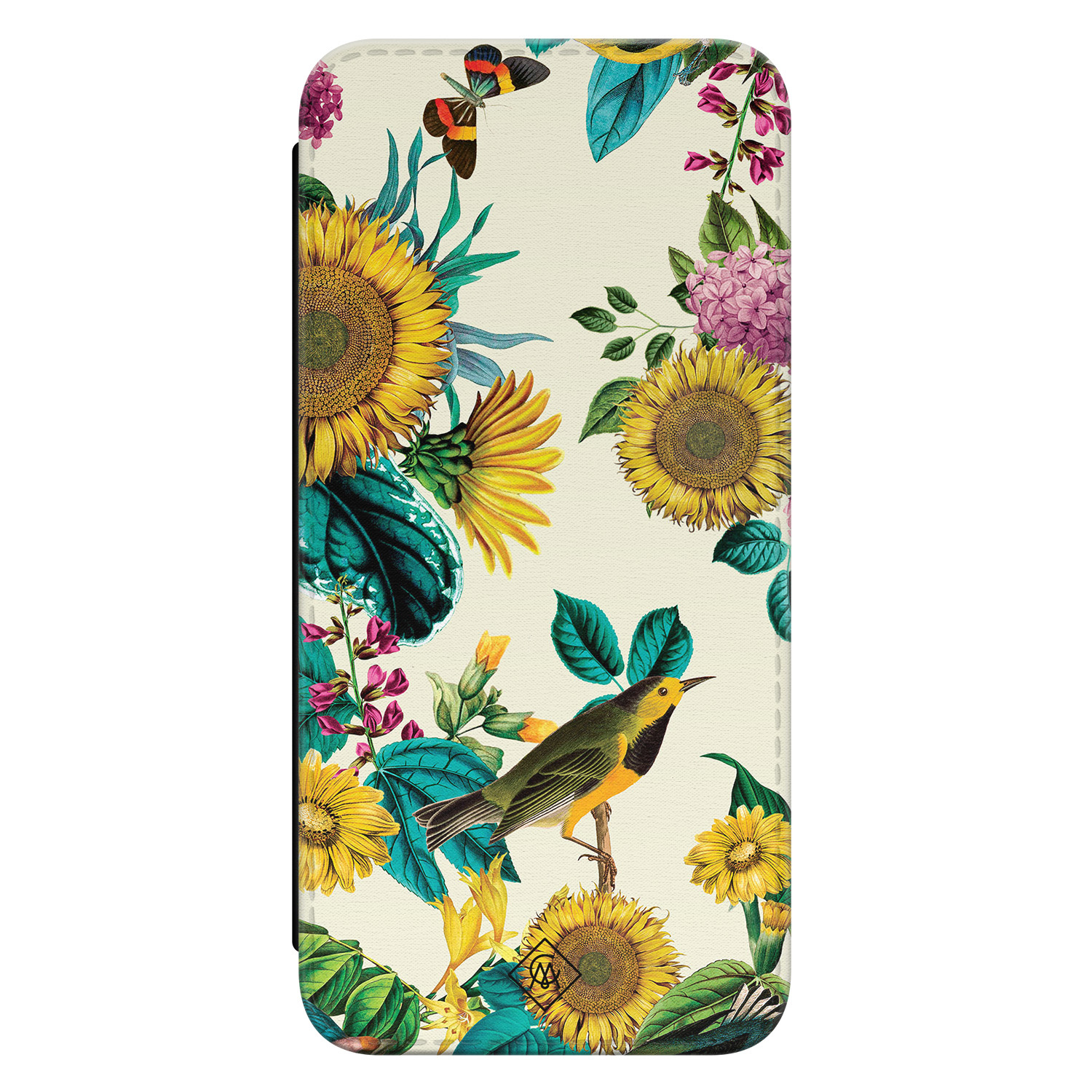 Casimoda® bookcase - Geschikt voor Samsung Galaxy S23 FE - Hoesje met pasjeshouder - Zonnebloemen / Bloemen - Multi - Kunstleer