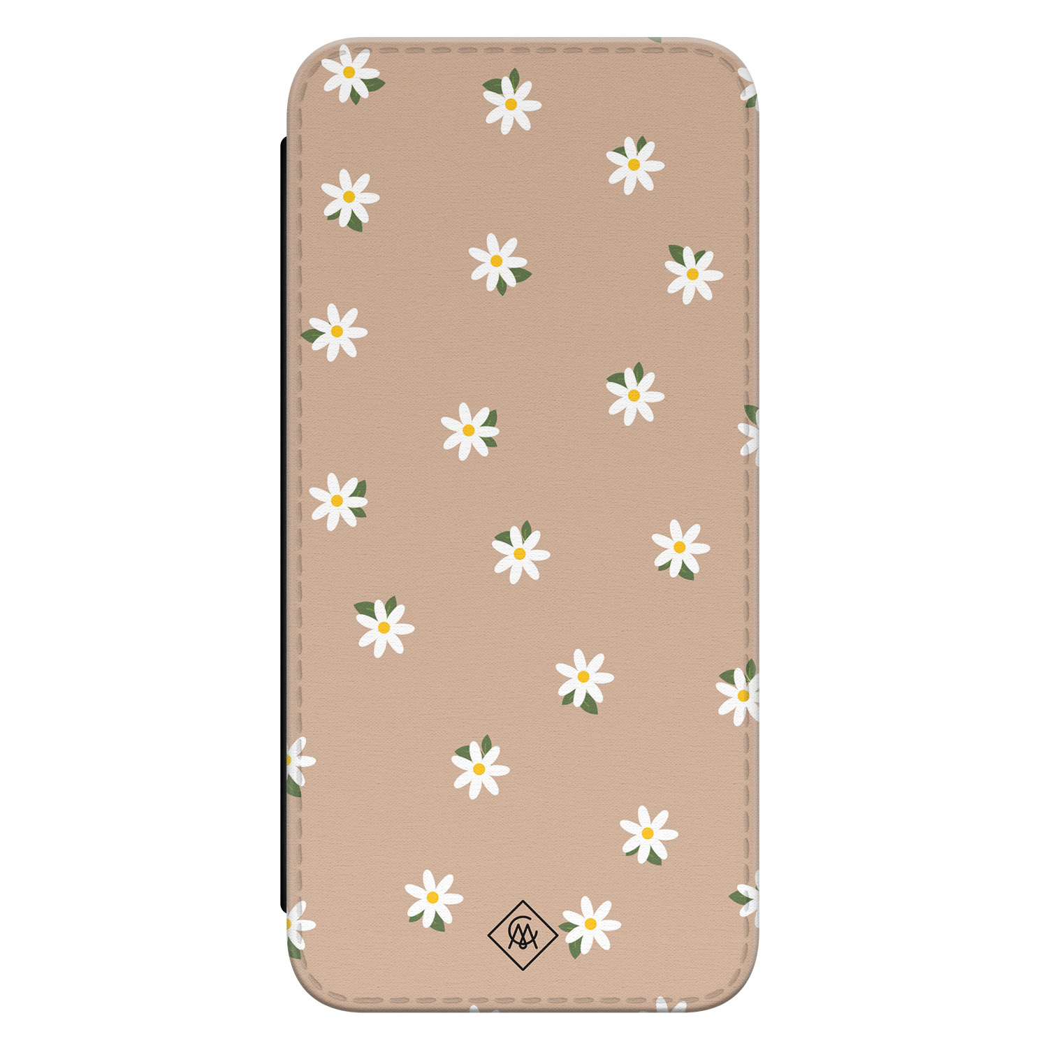 Casimoda® bookcase - Geschikt voor Samsung Galaxy S23 FE - Hoesje met pasjeshouder - Sweet Daisies - Bruin/beige - Kunstleer