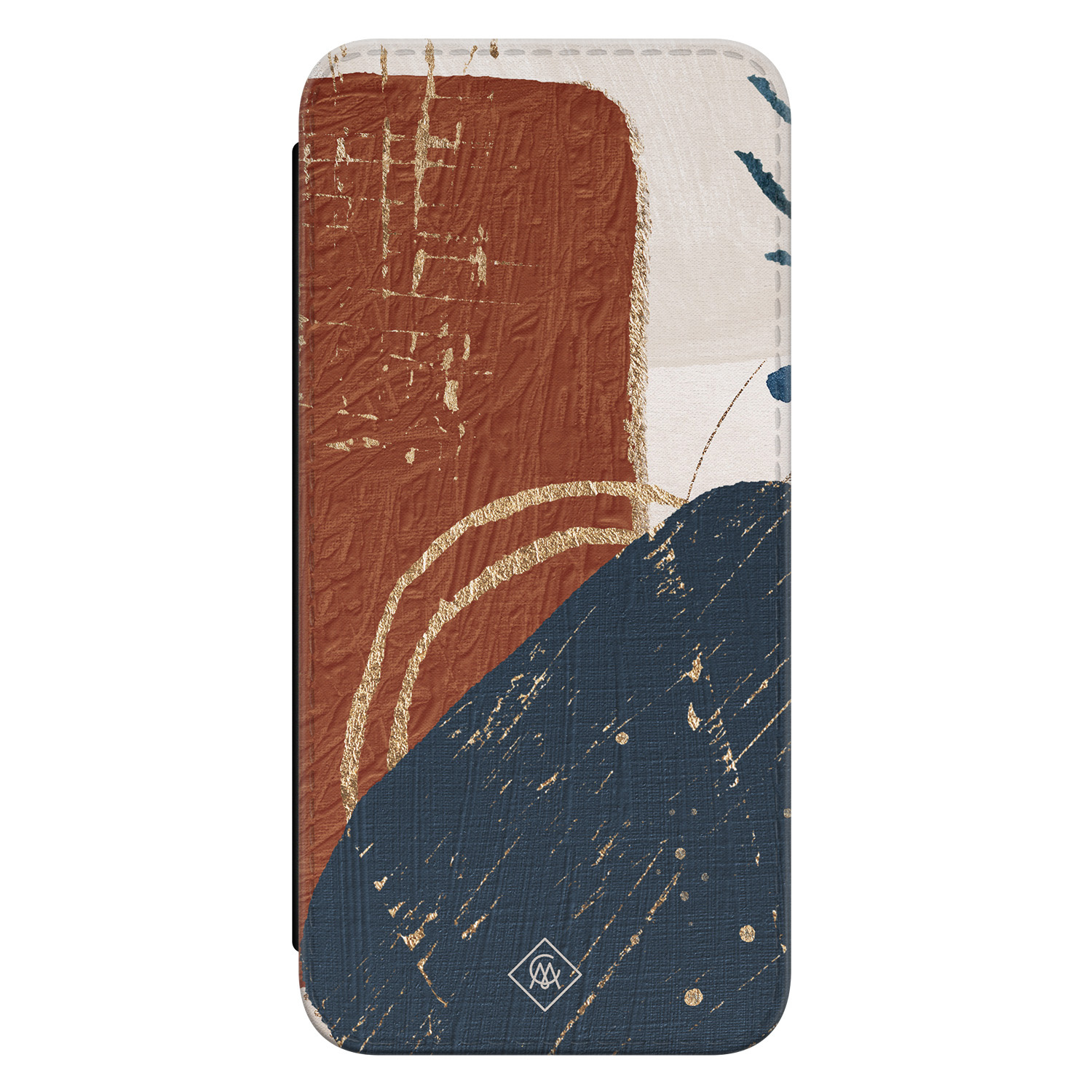 Casimoda® bookcase - Geschikt voor Samsung Galaxy S23 FE - Hoesje met pasjeshouder - Abstract Terracotta - Multi - Kunstleer