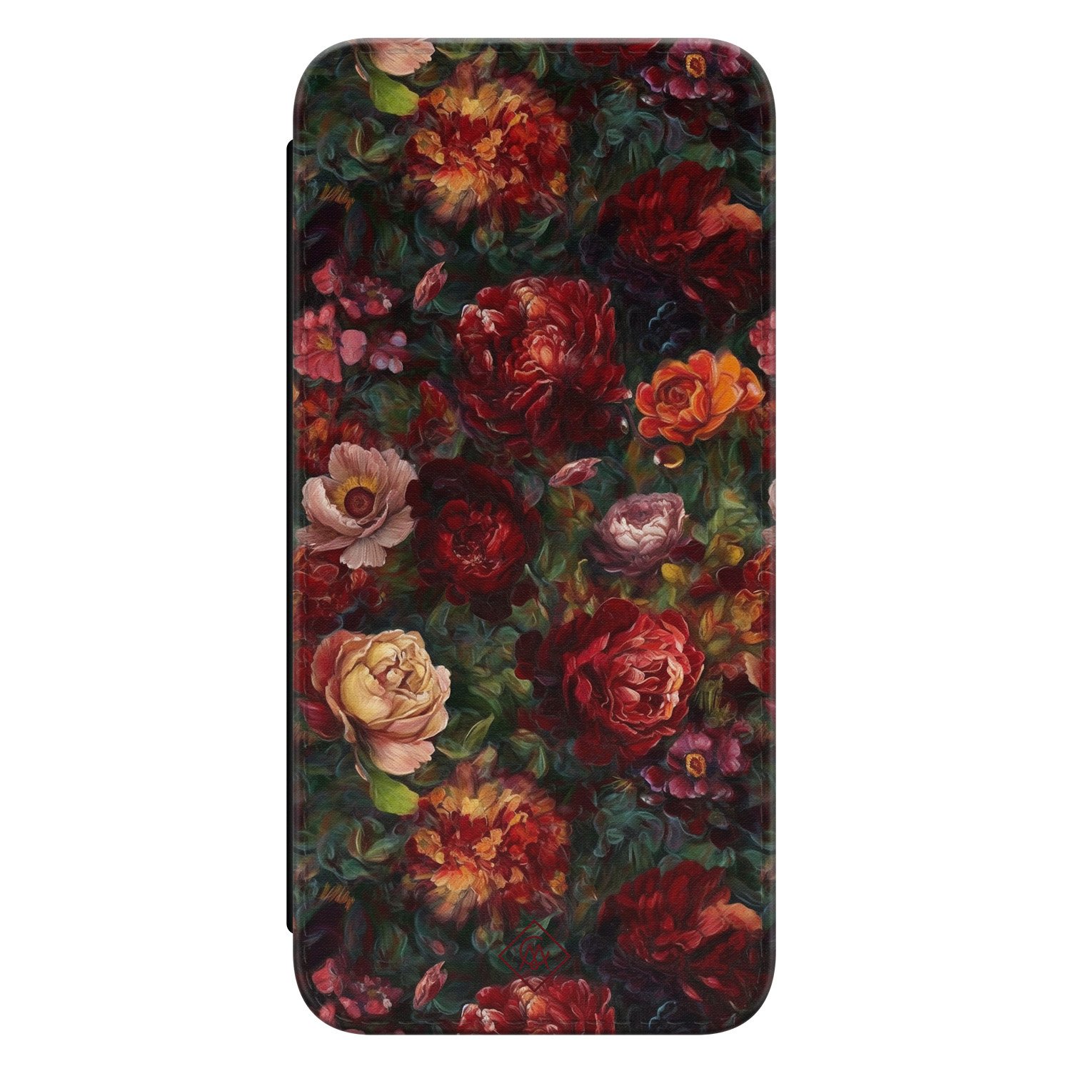 Casimoda® bookcase - Geschikt voor Samsung Galaxy S23 FE - Hoesje met pasjeshouder - Floral Garden - Rood - Kunstleer