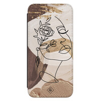 Casimoda Samsung Galaxy S23 FE flipcase - Abstract gezicht bruin