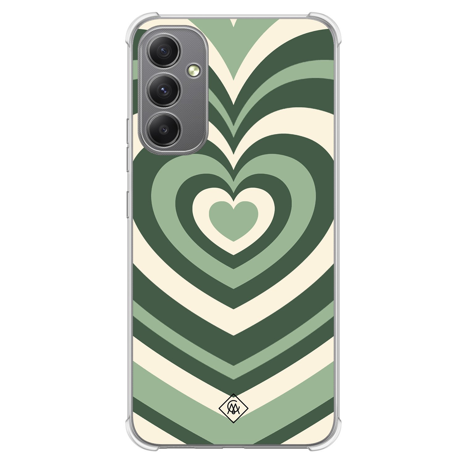 Samsung Galaxy A34 shockproof hoesje - Groen hart swirl