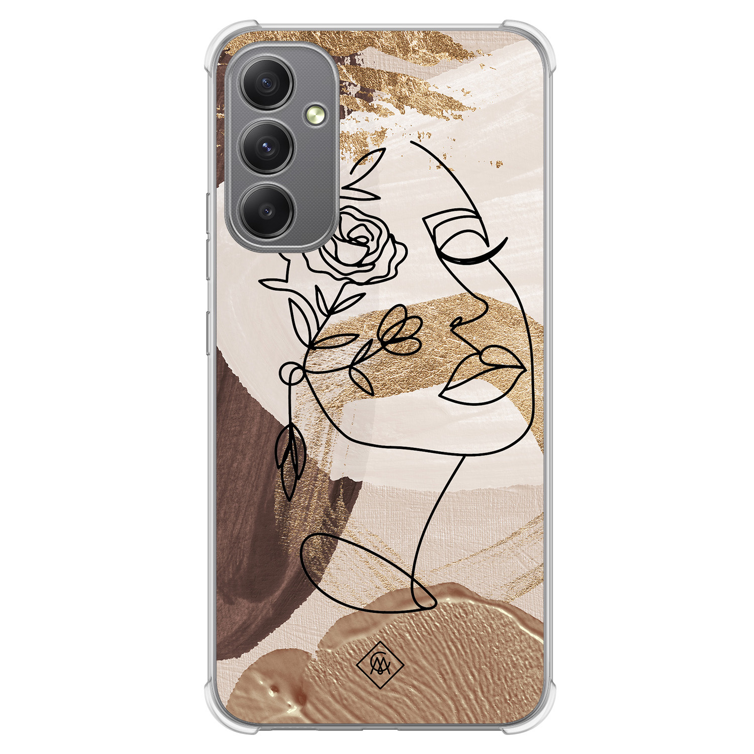 Samsung Galaxy A34 shockproof hoesje Abstract gezicht bruin