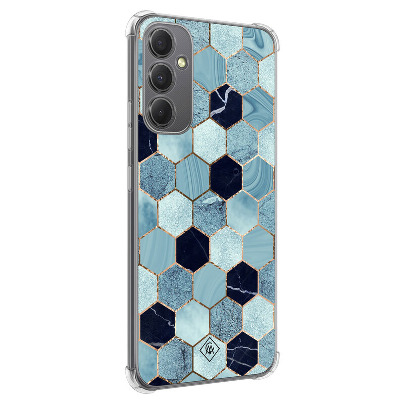 Casimoda Samsung Galaxy A34 shockproof hoesje - Blue cubes