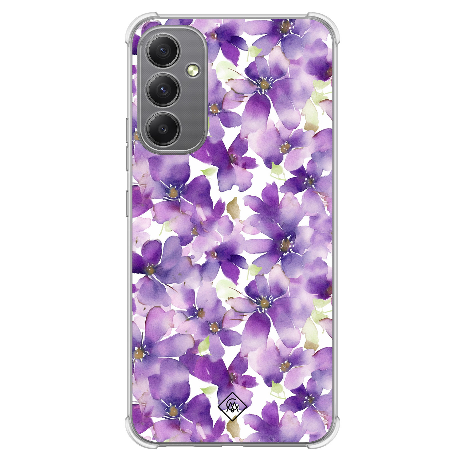 Samsung Galaxy A34 shockproof hoesje - Floral violet