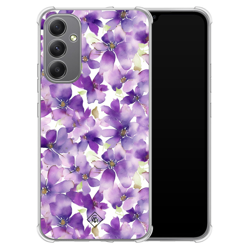 Casimoda Samsung Galaxy A34 shockproof hoesje - Floral violet