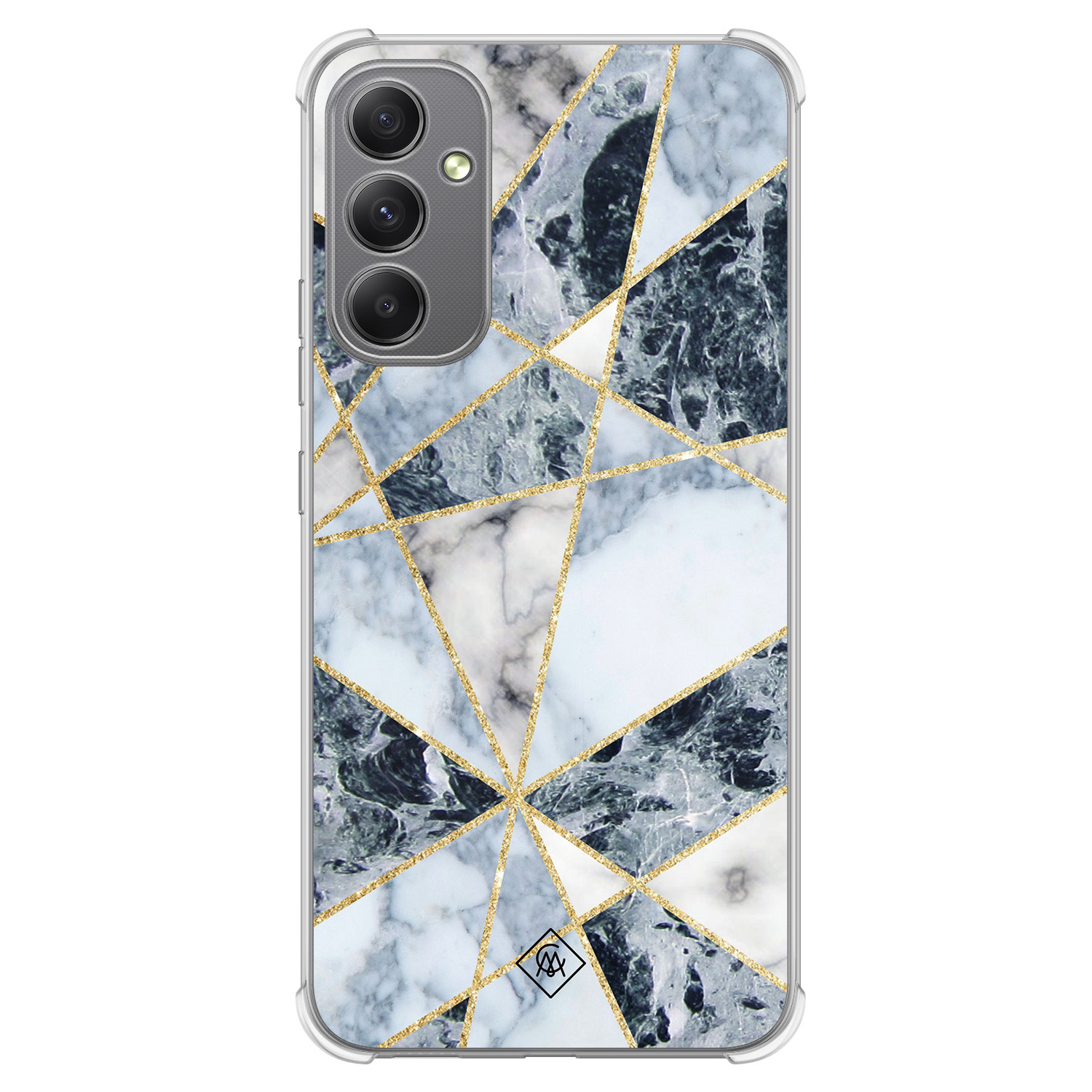Samsung Galaxy A34 shockproof hoesje Marmer blauw