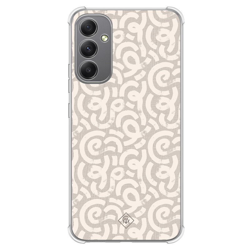 Casimoda Samsung Galaxy A34 shockproof hoesje - Ivory abstraction