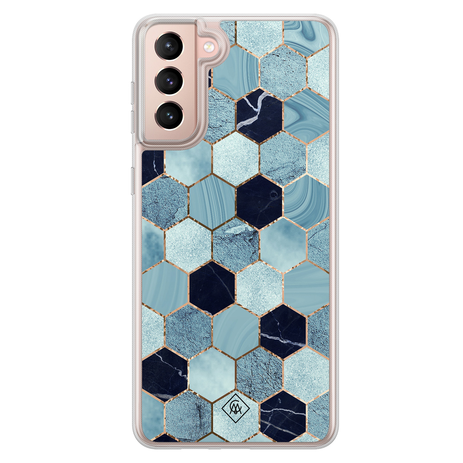 Samsung Galaxy S21 hybride hoesje - Blue cubes