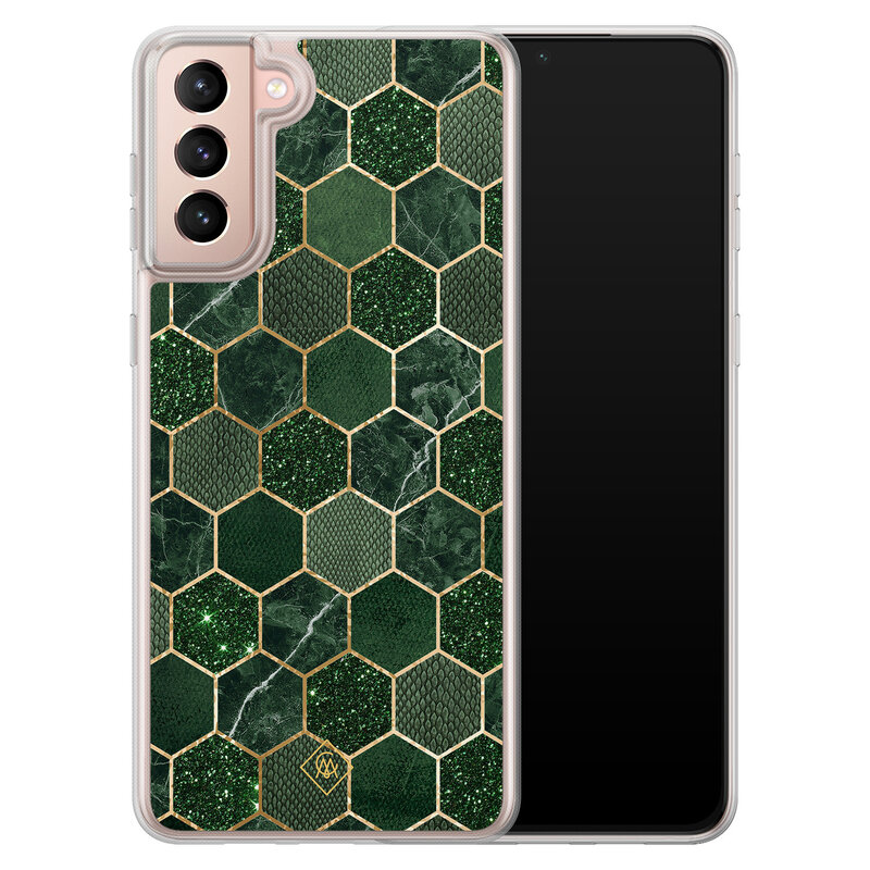 Casimoda Samsung Galaxy S21 hybride hoesje - Kubus groen
