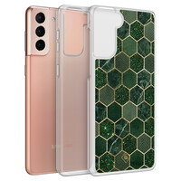 Casimoda Samsung Galaxy S21 hybride hoesje - Kubus groen