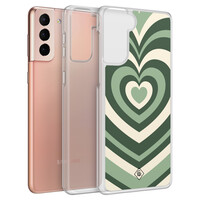Casimoda Samsung Galaxy S21 hybride hoesje - Groen hart swirl