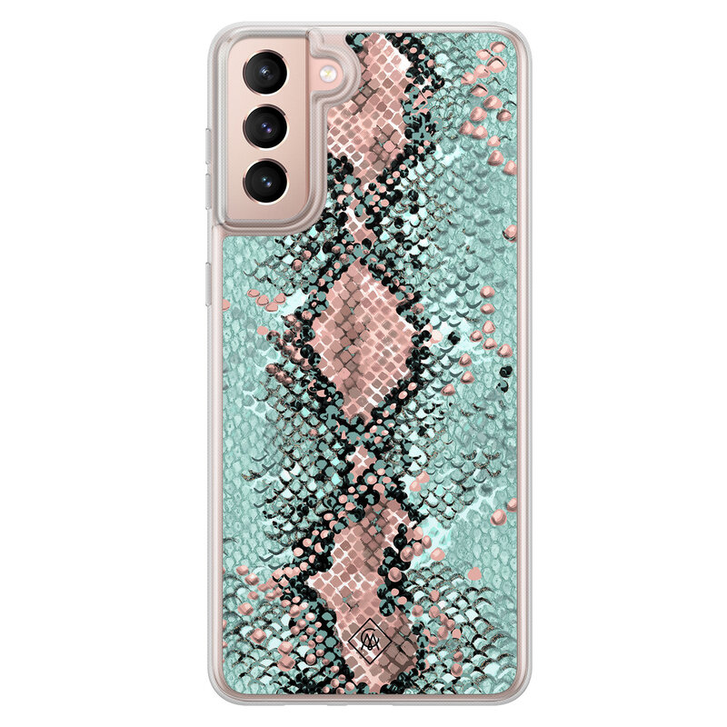 Casimoda Samsung Galaxy S21 hybride hoesje - Snake pastel