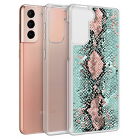 Casimoda Samsung Galaxy S21 hybride hoesje - Snake pastel