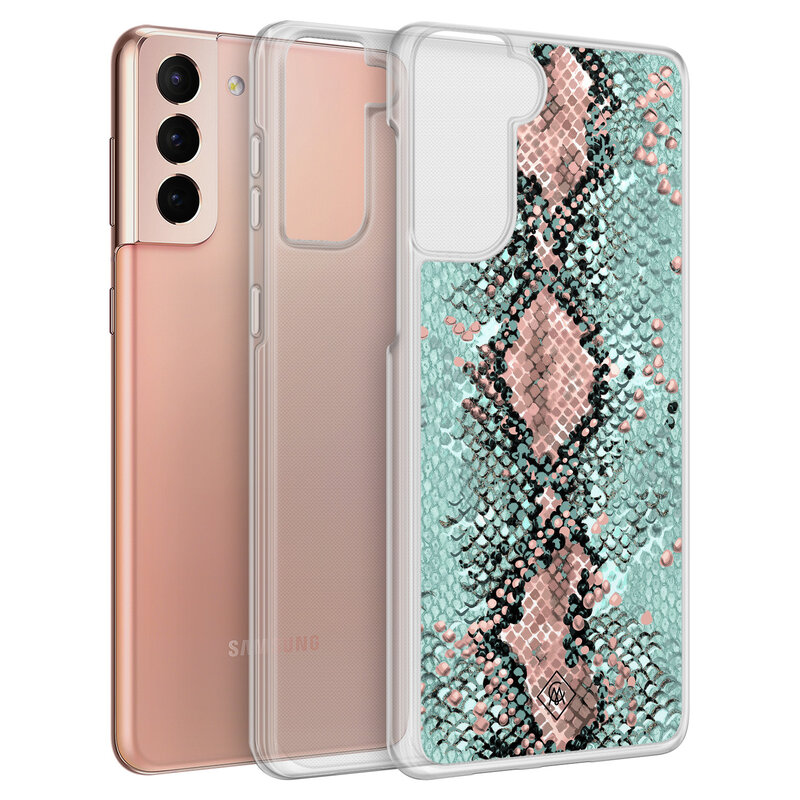 Casimoda Samsung Galaxy S21 hybride hoesje - Snake pastel