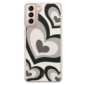 Casimoda Samsung Galaxy S21 hybride hoesje - Hart swirl zwart