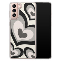 Casimoda Samsung Galaxy S21 hybride hoesje - Hart swirl zwart