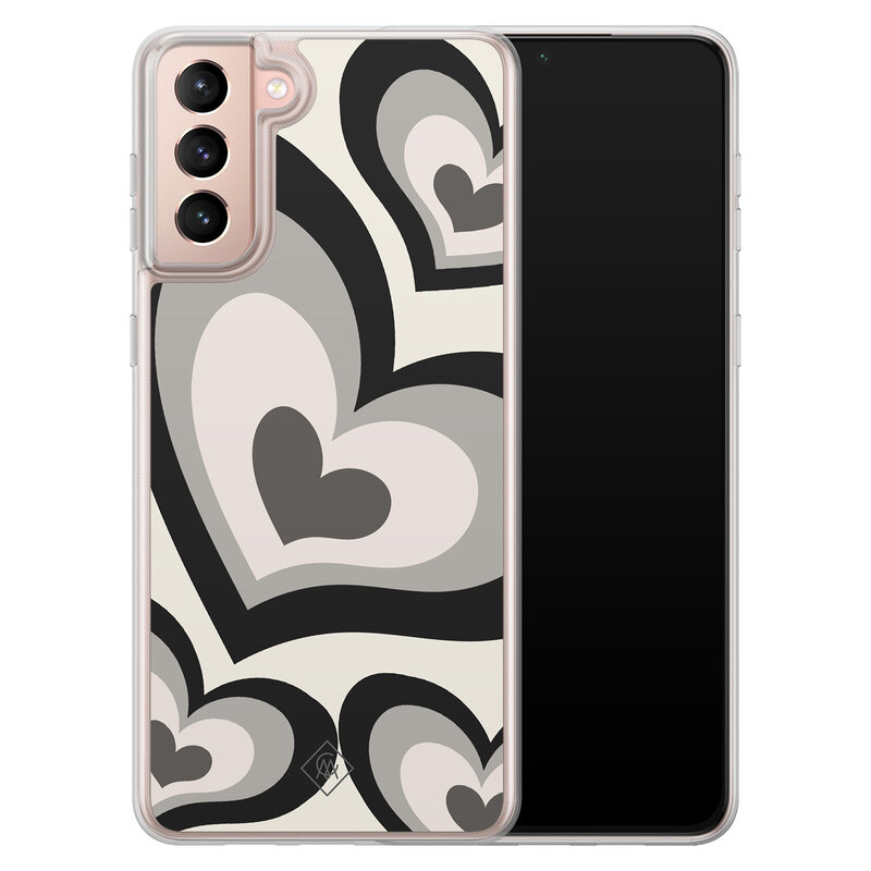 Casimoda Samsung Galaxy S21 hybride hoesje - Hart swirl zwart